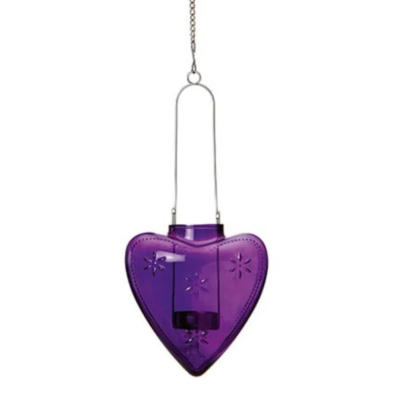 Special Offer Purple Glass Heart Hanging Decoration 14cm