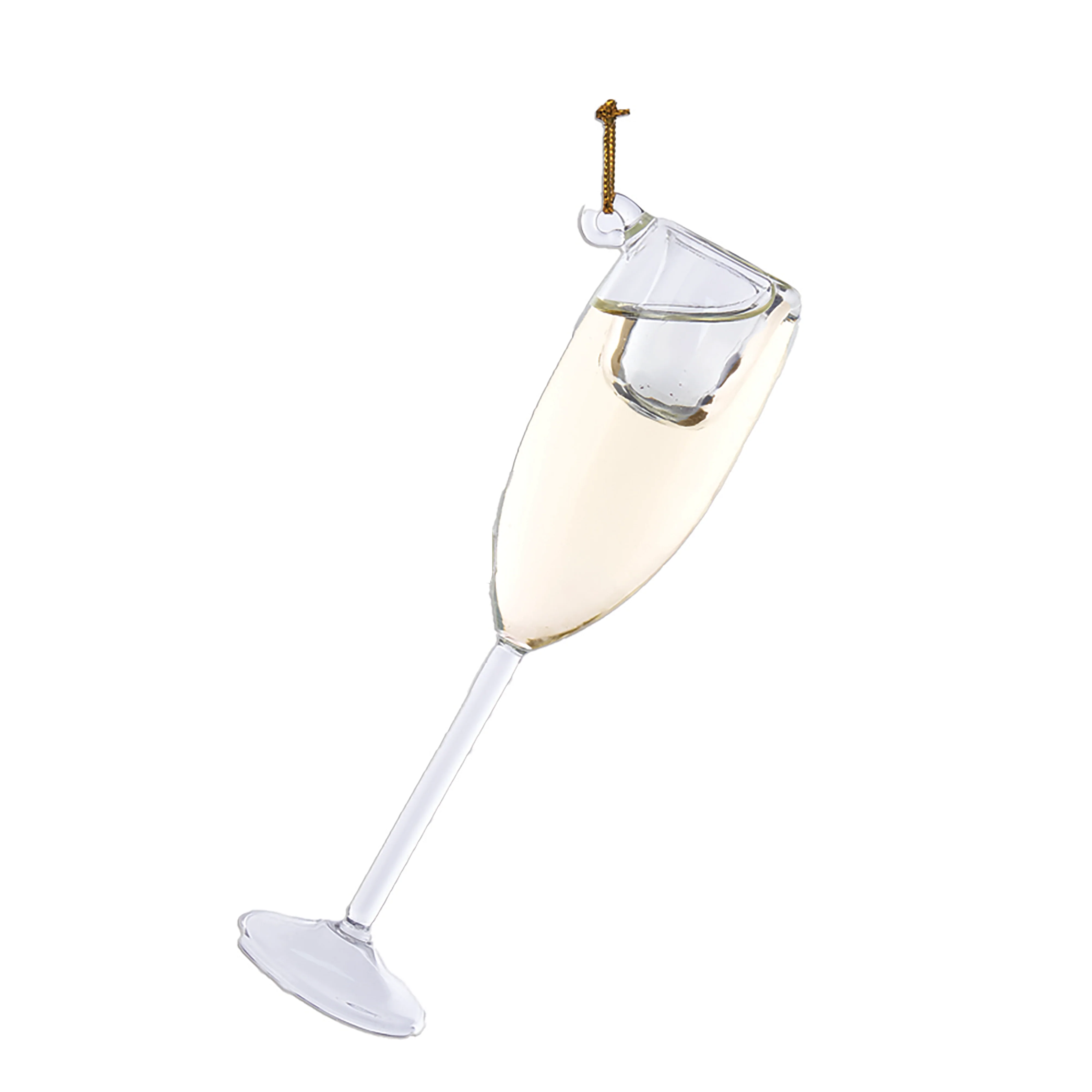 Blown Champagne Glass with Moving Real Liquid Effect