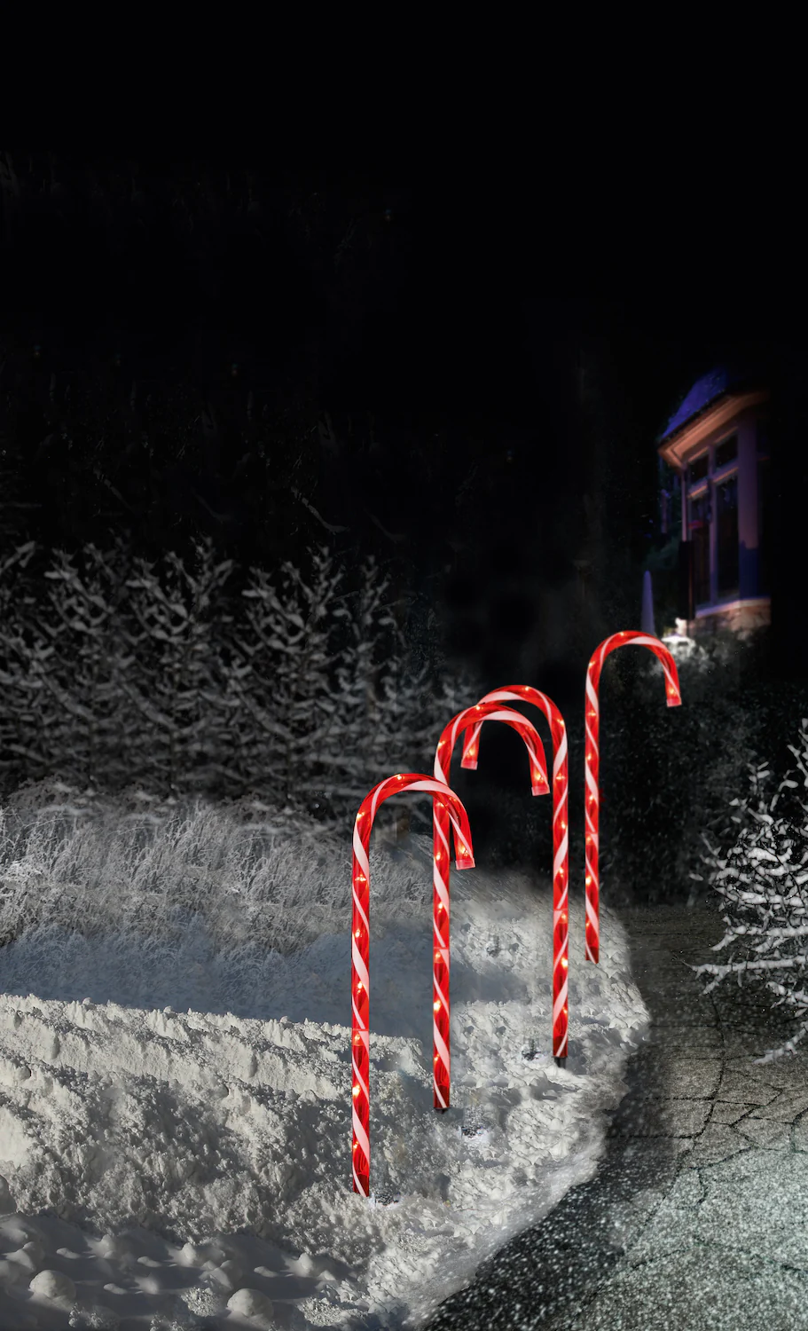 X-Large Red & White Candy Cane Path LED Lights 62cm - Set of 4 - Image 2