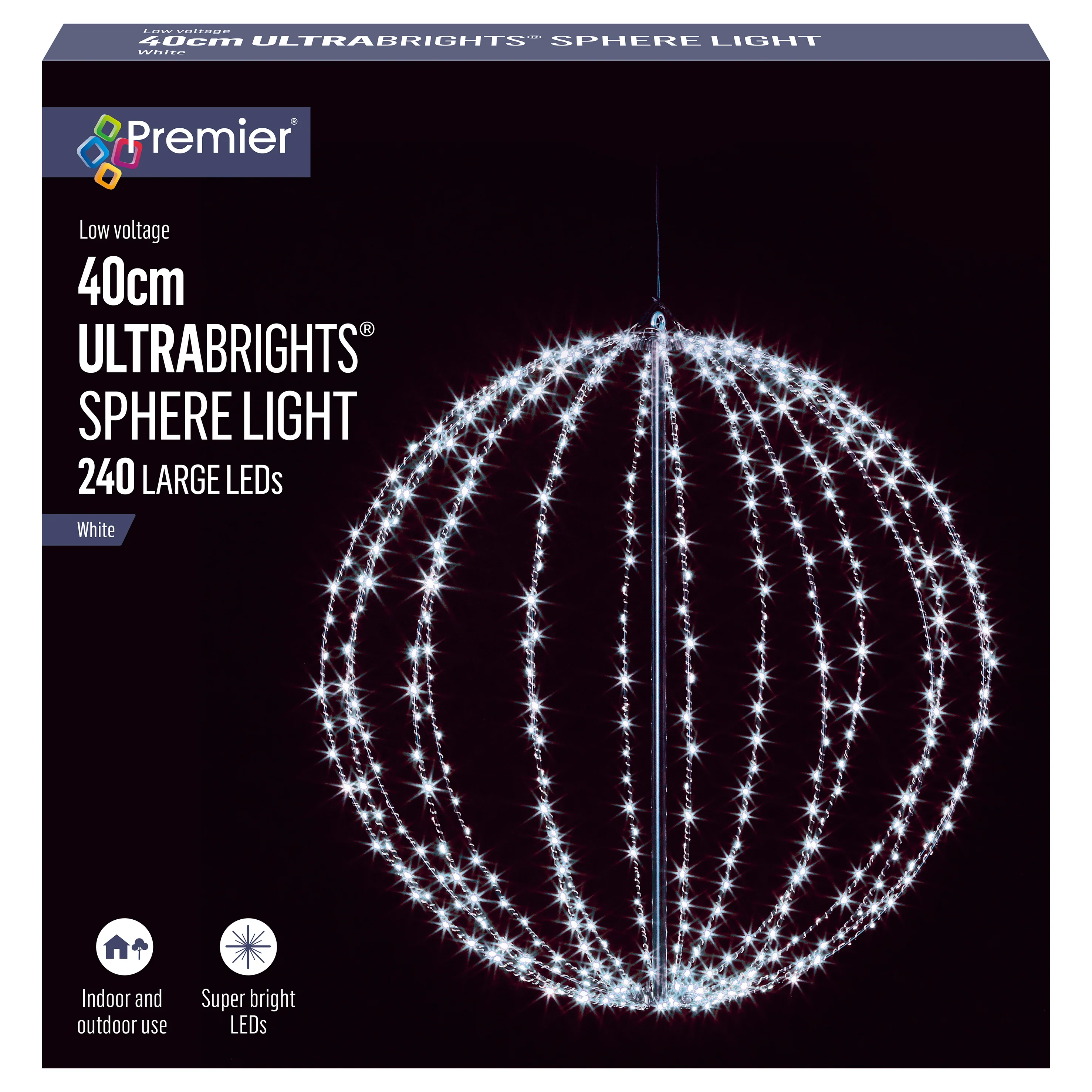 40cm UltraBright Cool White Sphere Light with 240 LEDs