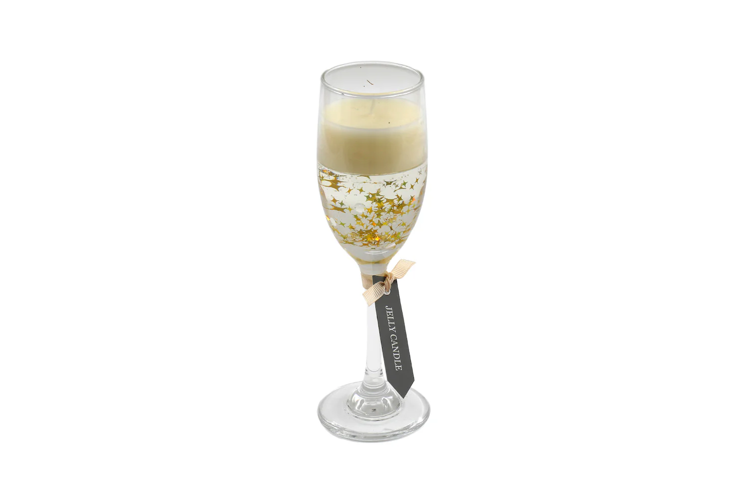 Champagne Glass Gold Confetti Jelly Candle - 18cm