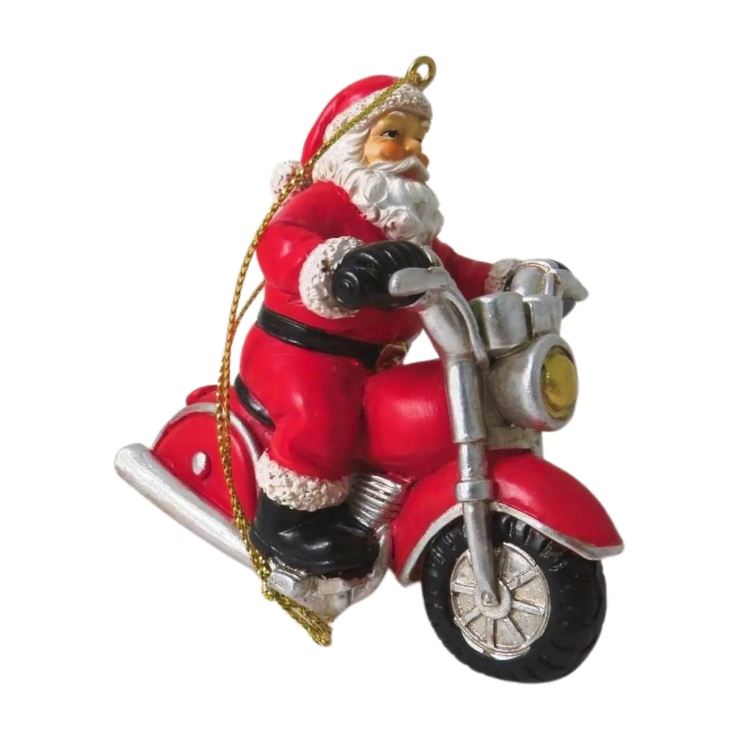 Christmas Santa on Red Motorbike - 8cm