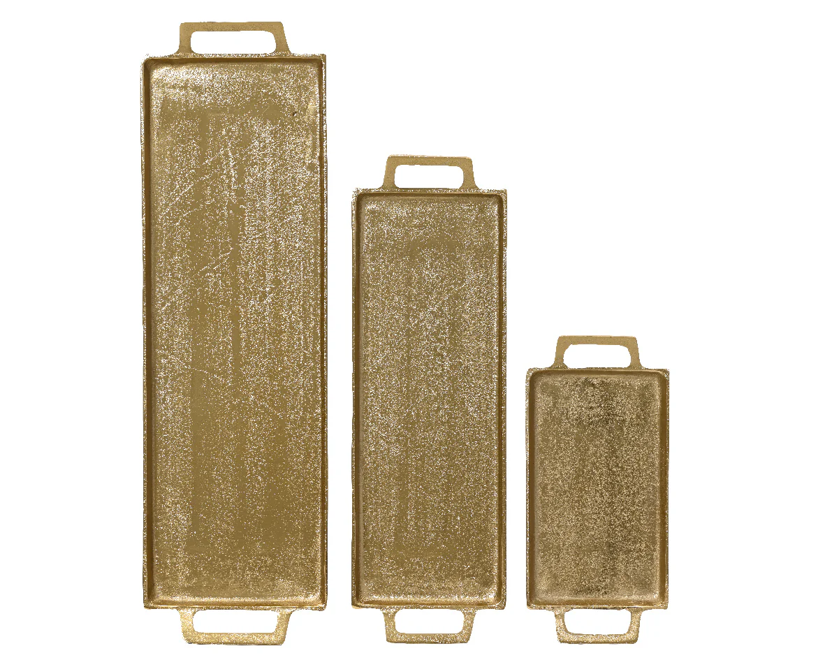 Aluminium Gold Deco Plate Trays - Set of 3