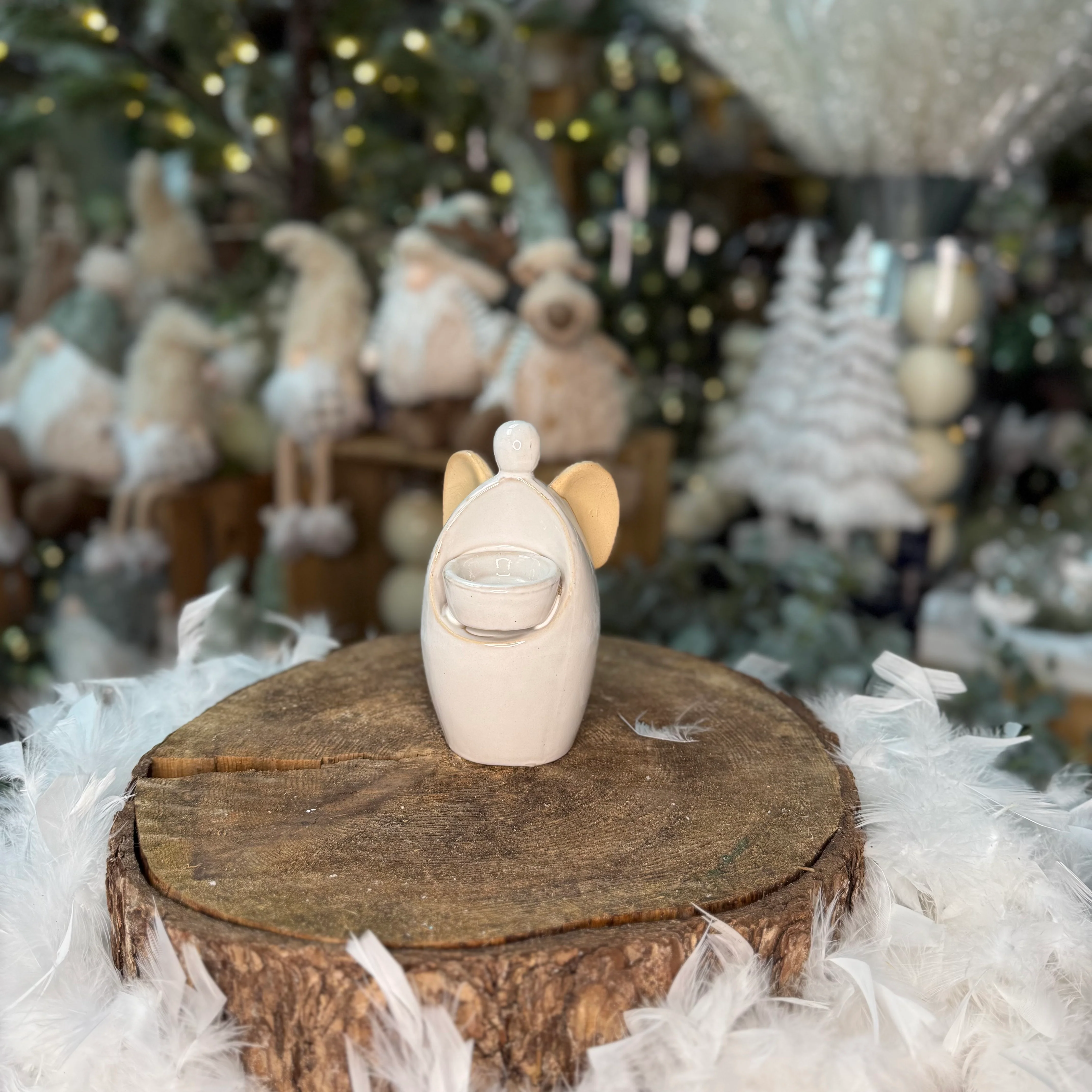 White Ceramic Angel Tea Light Holder - Image 3