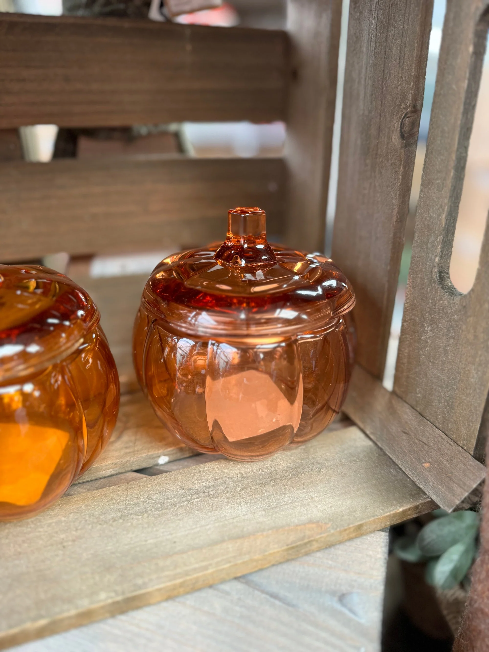 Large Glass Pumpkin Jar with Removable Lid - Tea light Holder Trinket Pot 12cm - Image 7