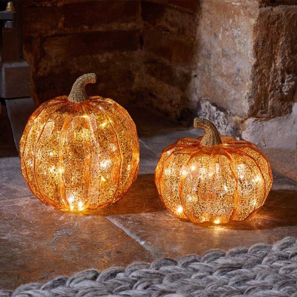 Autumn Glass InLit Golden Pumpkin - 17cm - Image 3