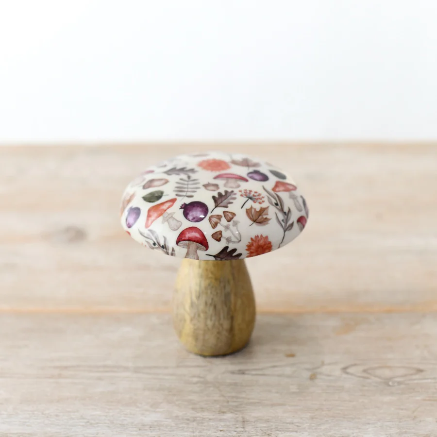 Autumnal Wooden Mushroom 10cm