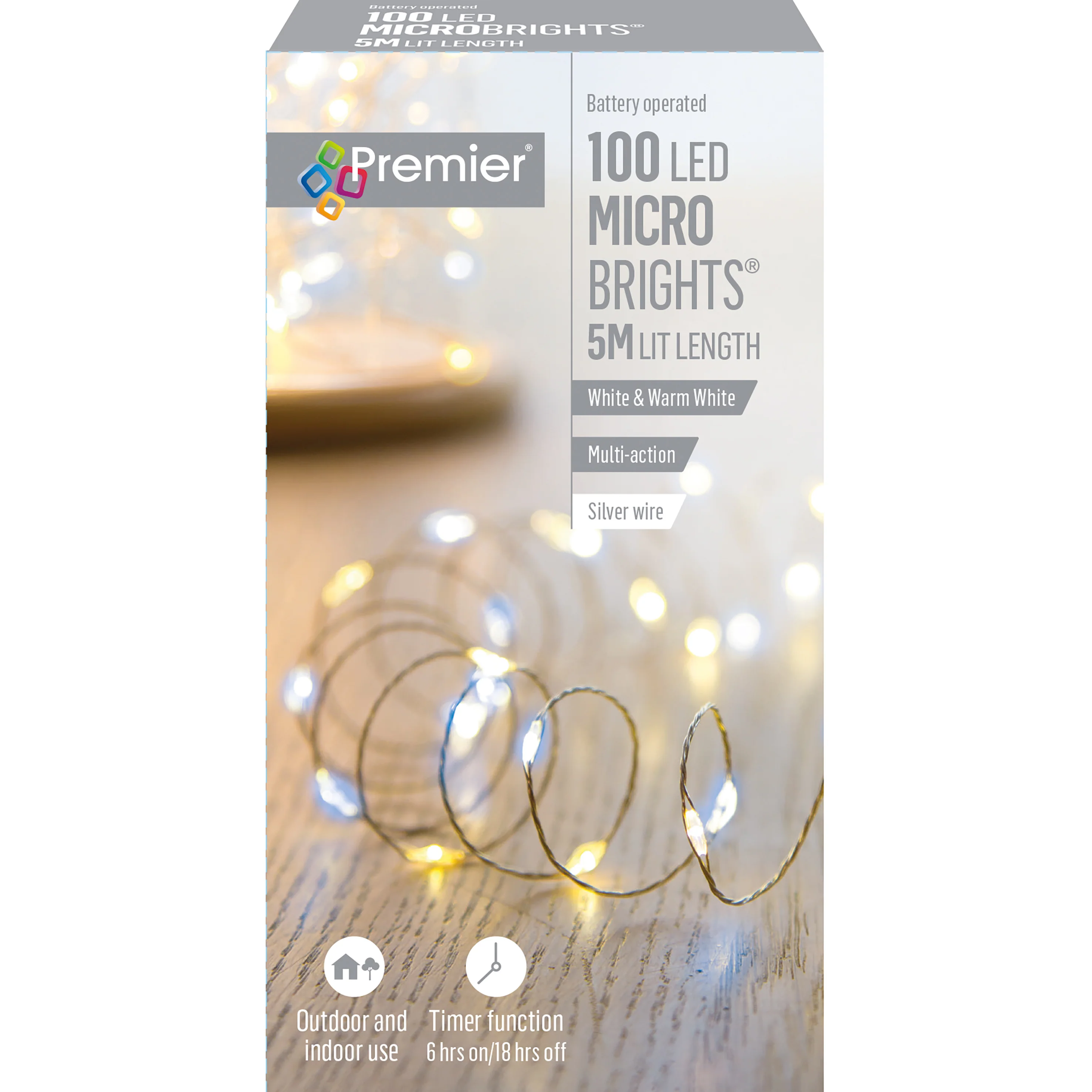 Battery Operated Cold & Warm White Multi Action Pin Wire Microbrights with Timer - Image 2
