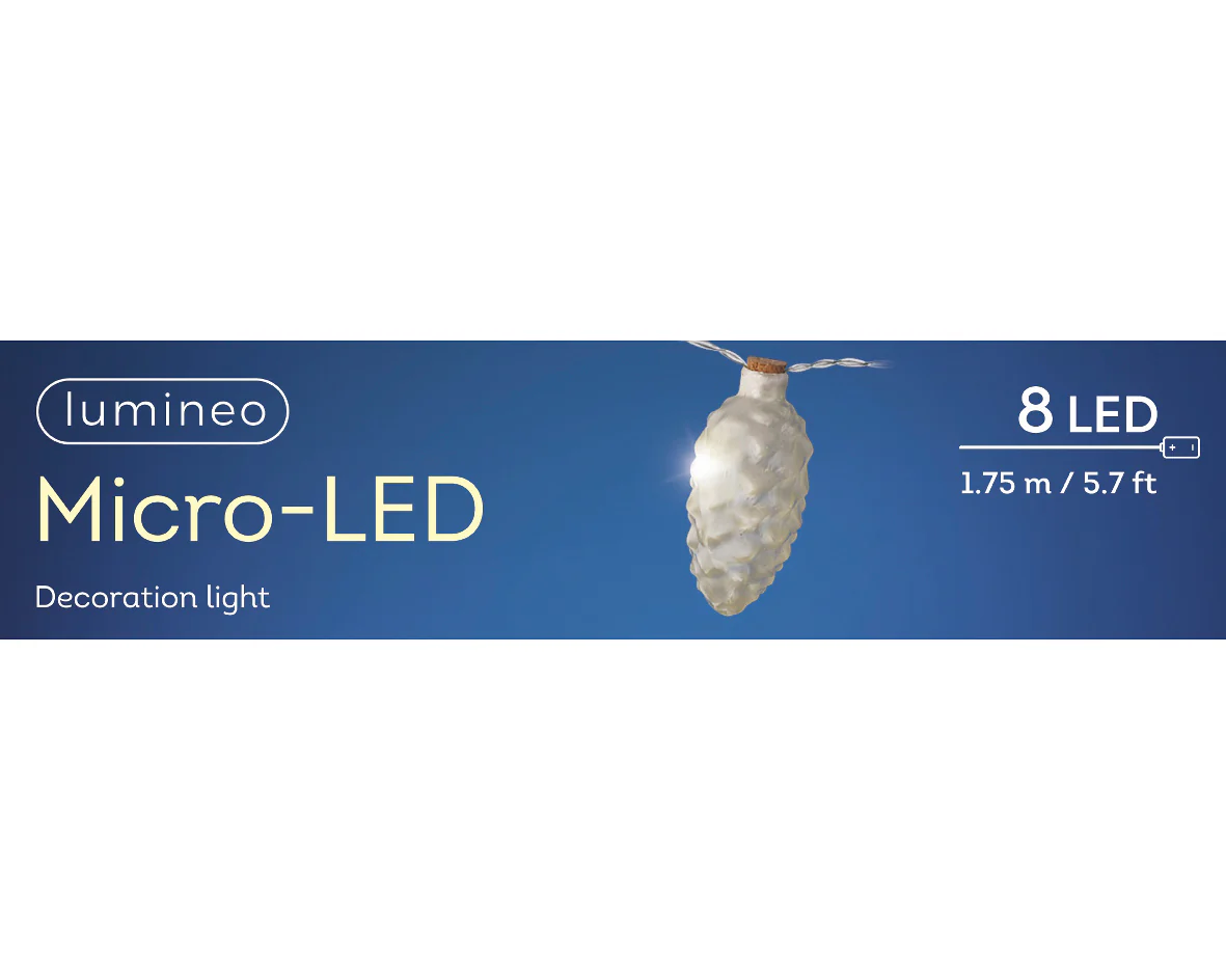 Battery Operated Frost Garland of Pine Cones Hanging Decoration with Warm White Micro LEDs - Image 3
