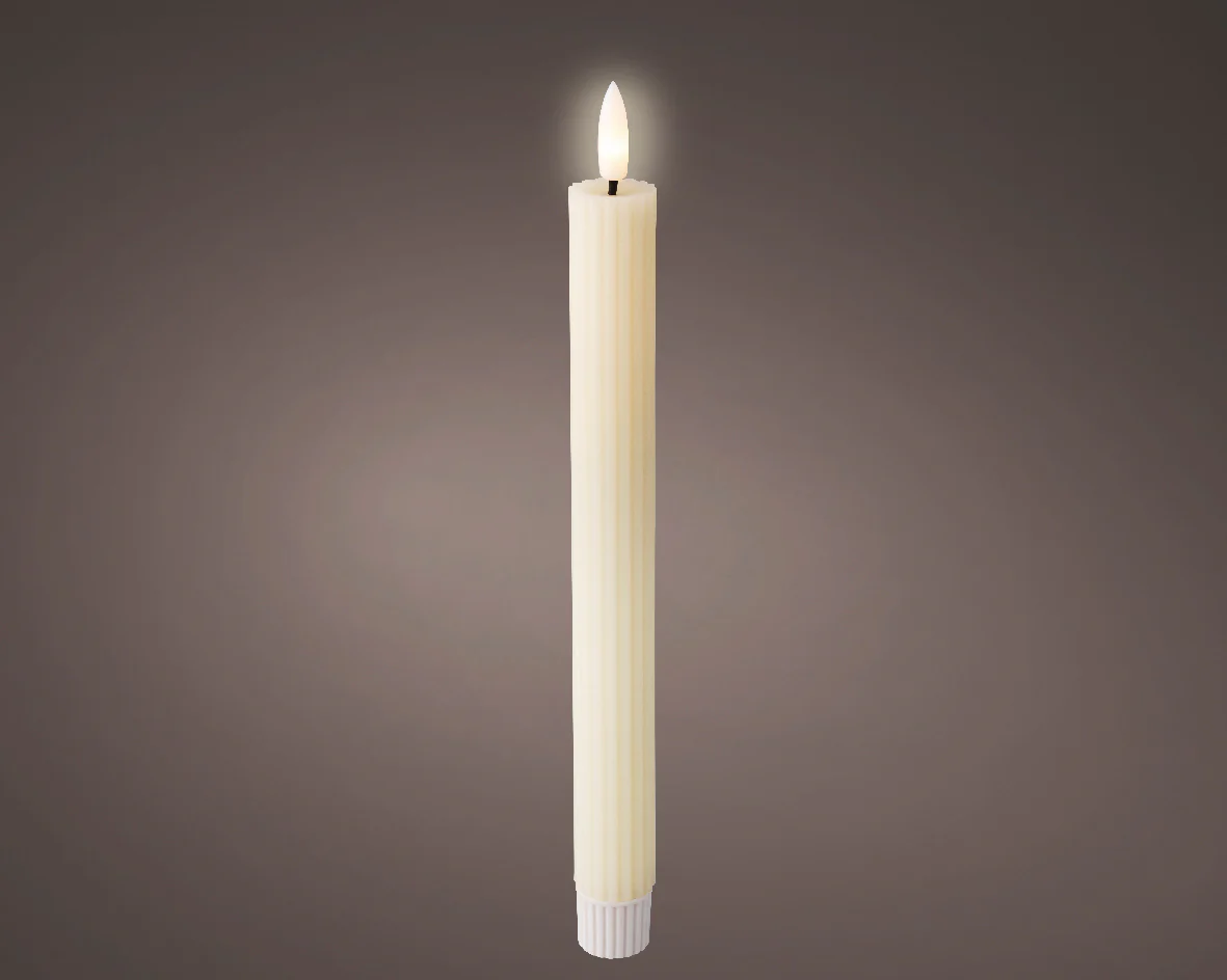 Battery Operated LED Cream Wax Wick Dinner Candle - Box of 2