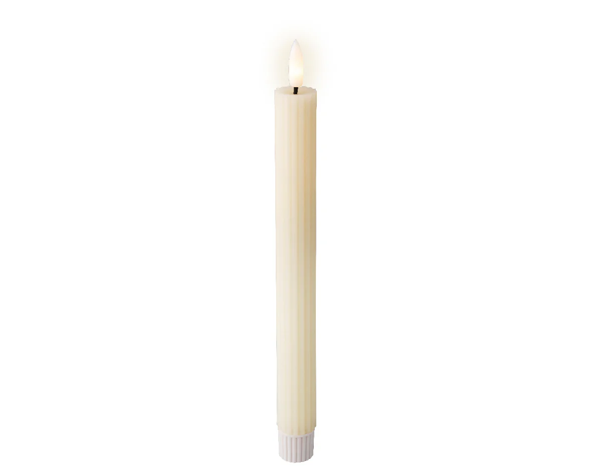 Battery Operated LED Cream Wax Wick Dinner Candle - Box of 2 - Image 2