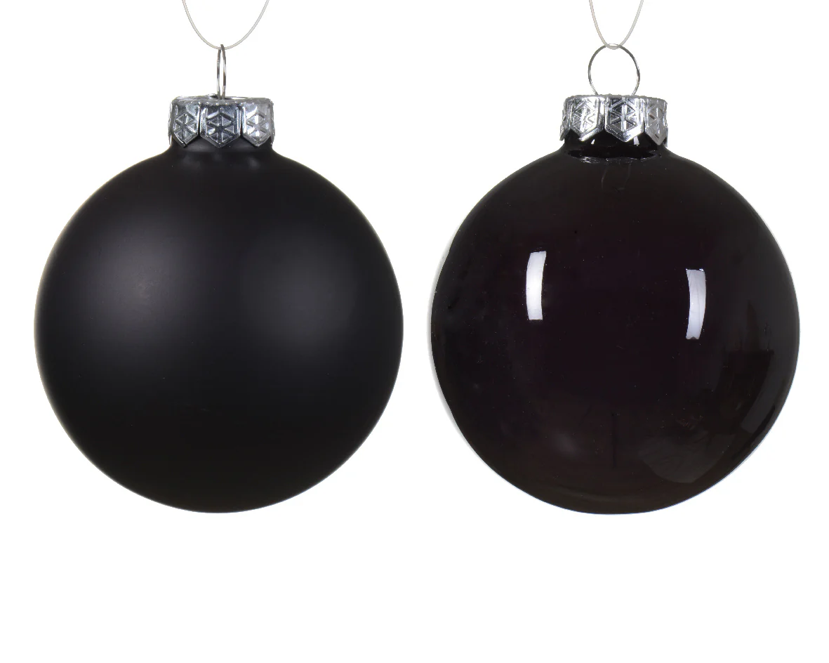 Black Mix Assorted 7cm Glass Christmas Baubles - Box of 21 - Image 2