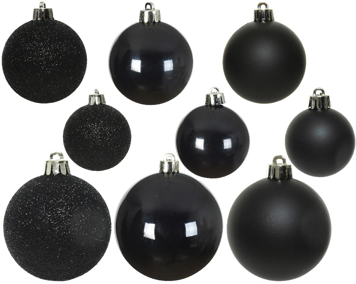 Black Shatterproof Bauble Mix - Tube of 30 - Image 2
