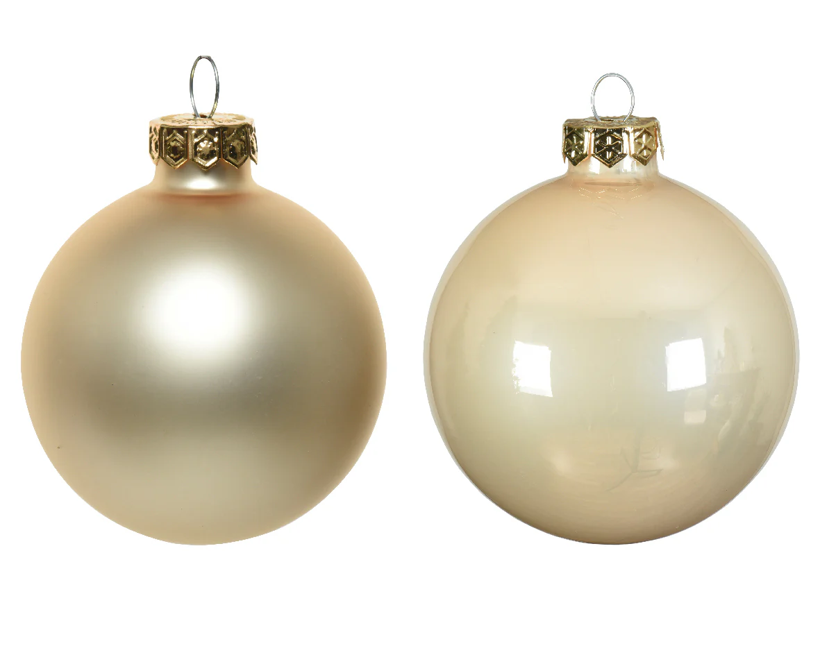 Box of 10 Glass Shiny & Matt Pearl Baubles- 5cm - Image 3