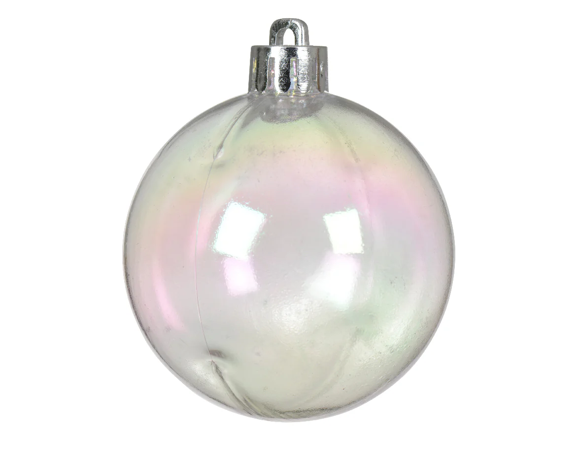 Box of 6 Transparent Iris Shatterproof Baubles - 8cm - Image 2
