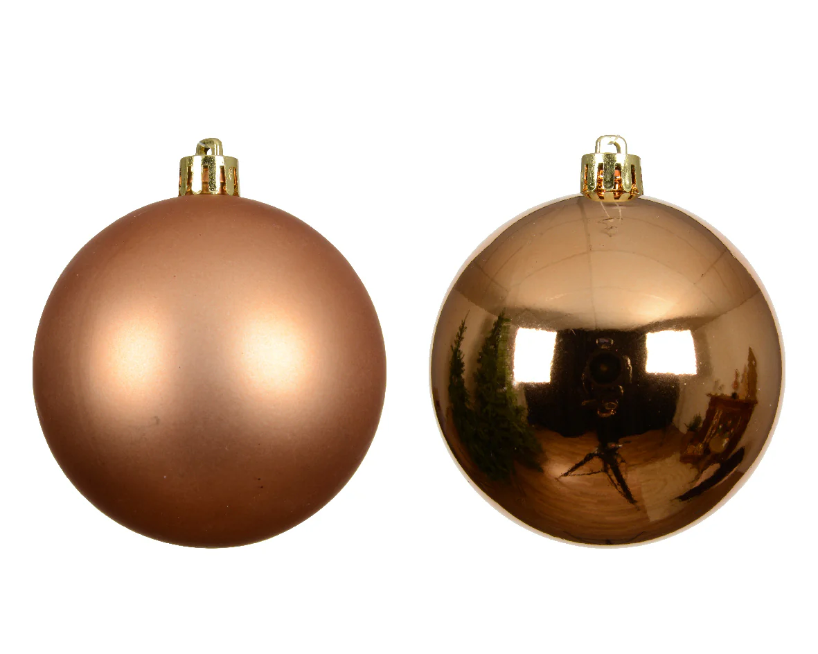 Brandy Shatterproof Shiny and Matte Baubles - Box of 6 - Image 2