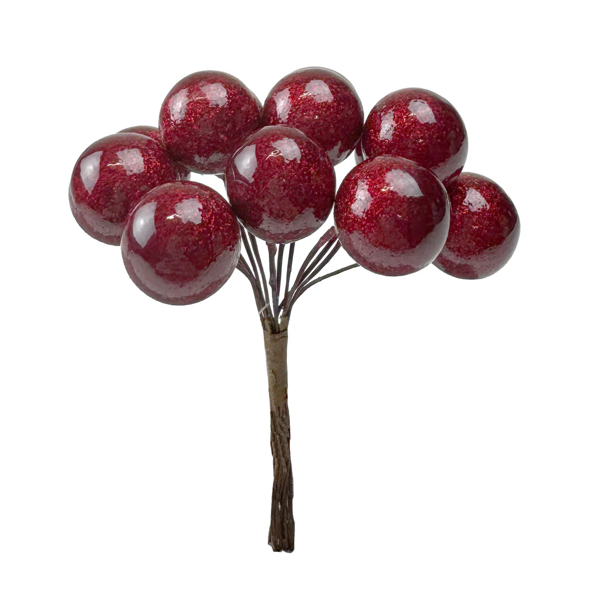 Bunch of 12 Wired Sparkle Red Berries - 18mm