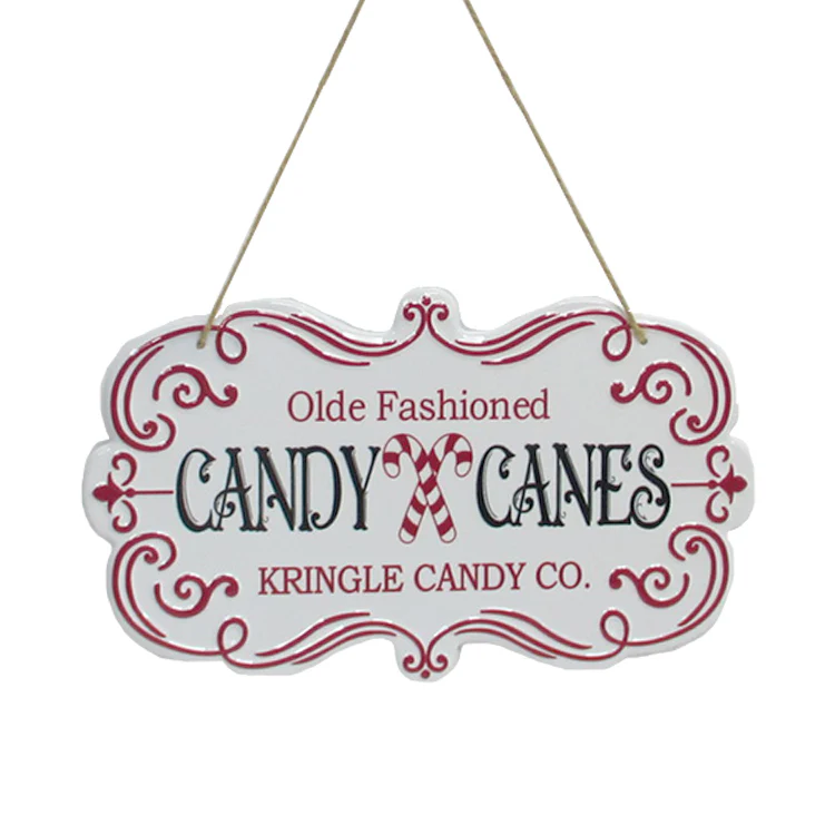 Candy Cane Metal Sign - 29.5cm