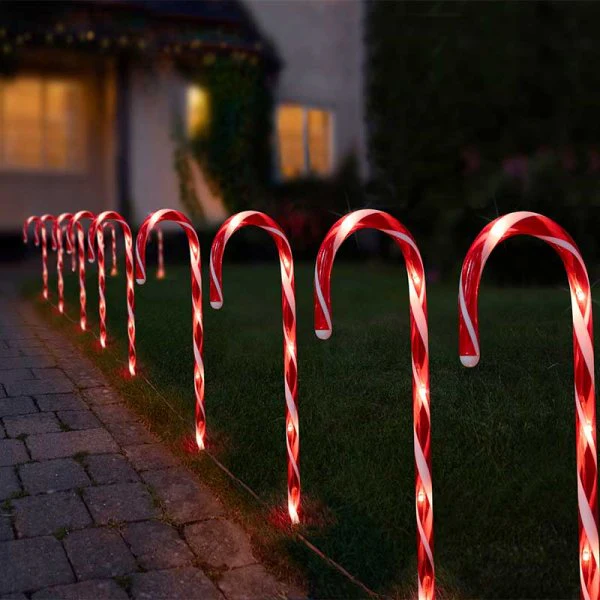 CandyCane Garden Stake Lights - Set of 12