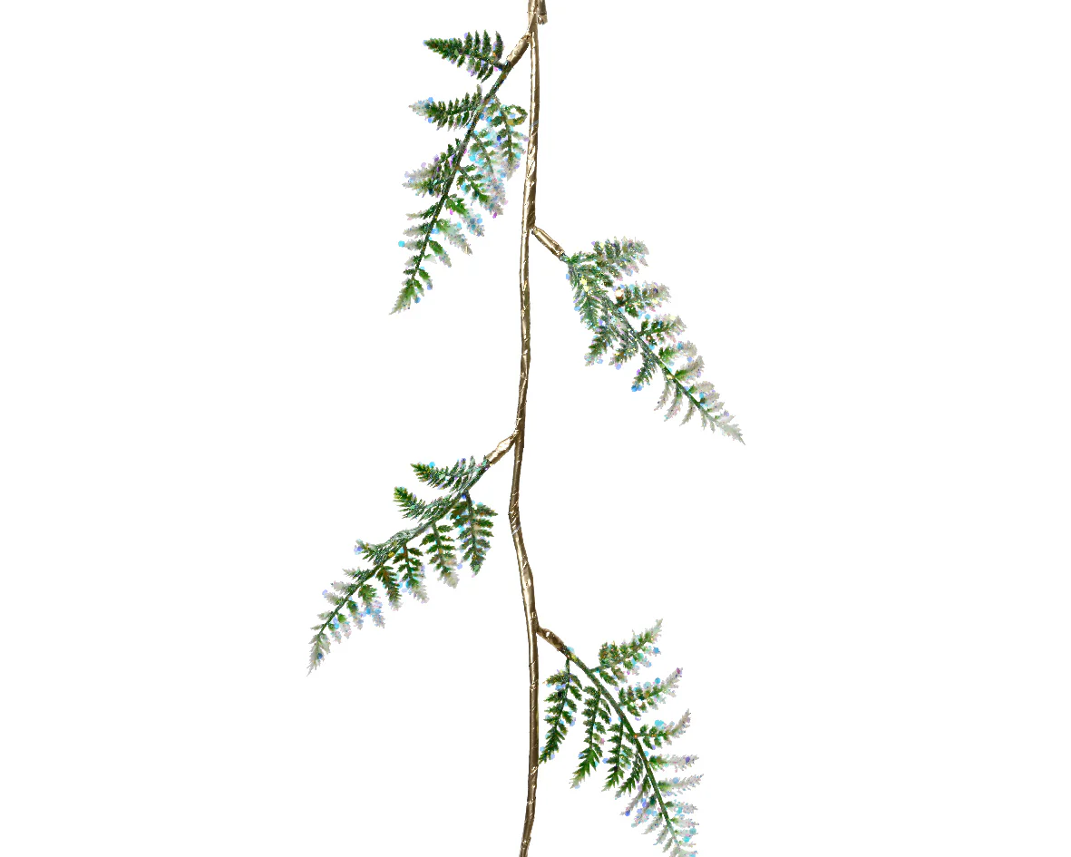Christmas Green Glitter Fern Garland - 120cm