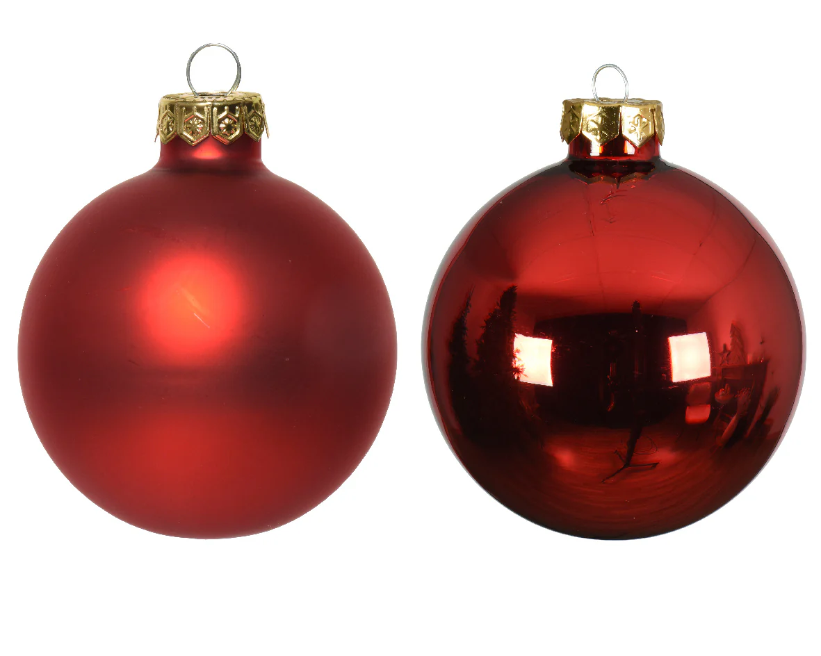 Christmas Red Shiny & Matt Mix of Glass Baubles - Tube of 20 - Image 3
