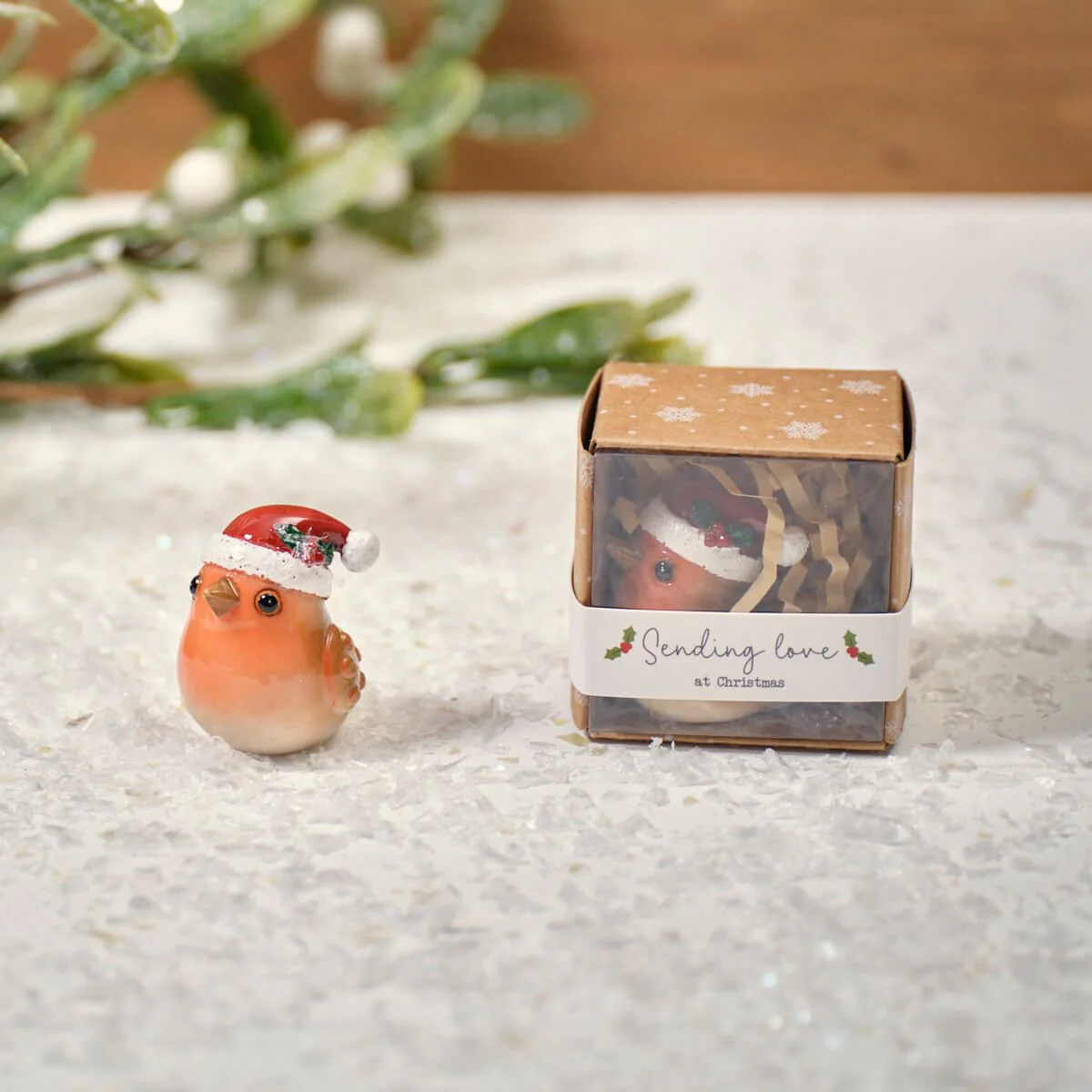 Christmas Tiny World Resin Robin Keepsake Ornament With Gift Box