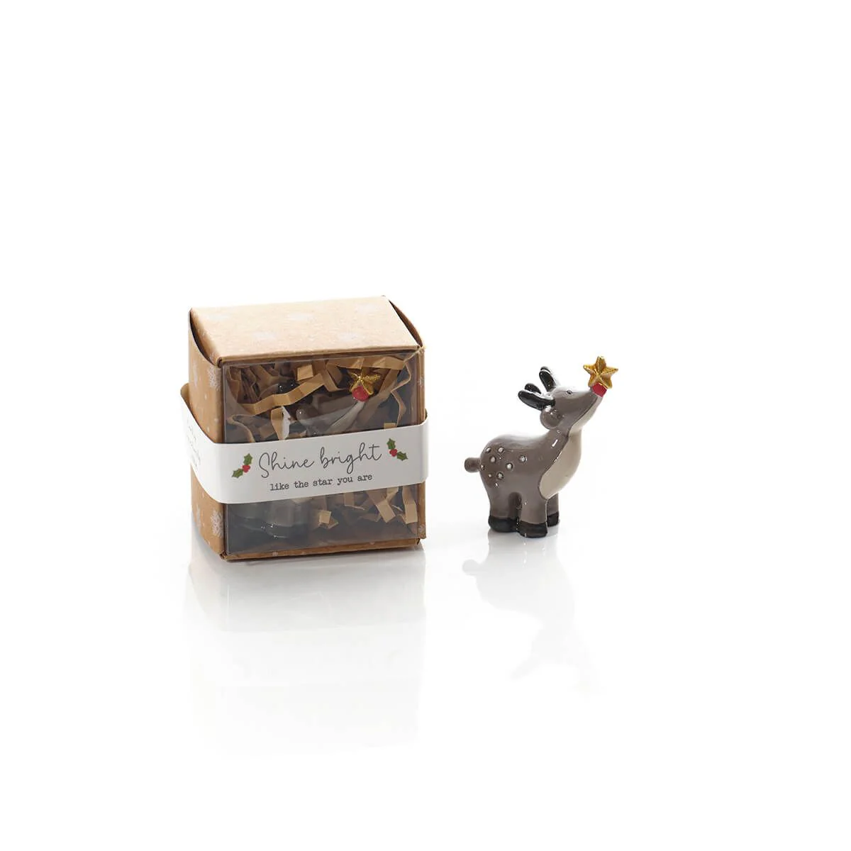Christmas Tiny World Resin Reindeer Keepsake Ornament With Gift Box - Image 2