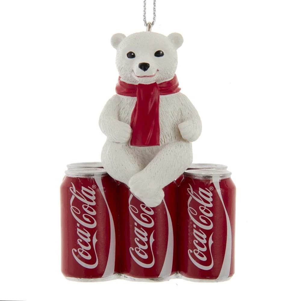 Coca-Cola Polar Bear on 6 Pack of Cokes Christmas Bauble