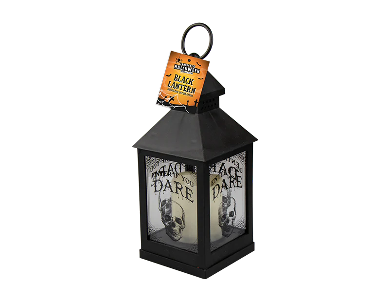 Black Spooky Light Up Halloween Lantern - Battery Operate