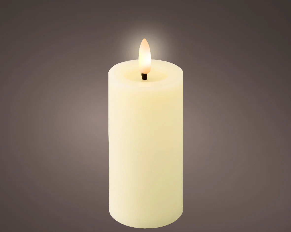 Cream Battery Operated Warm White LED Indoor Candle - 5x12.5cm