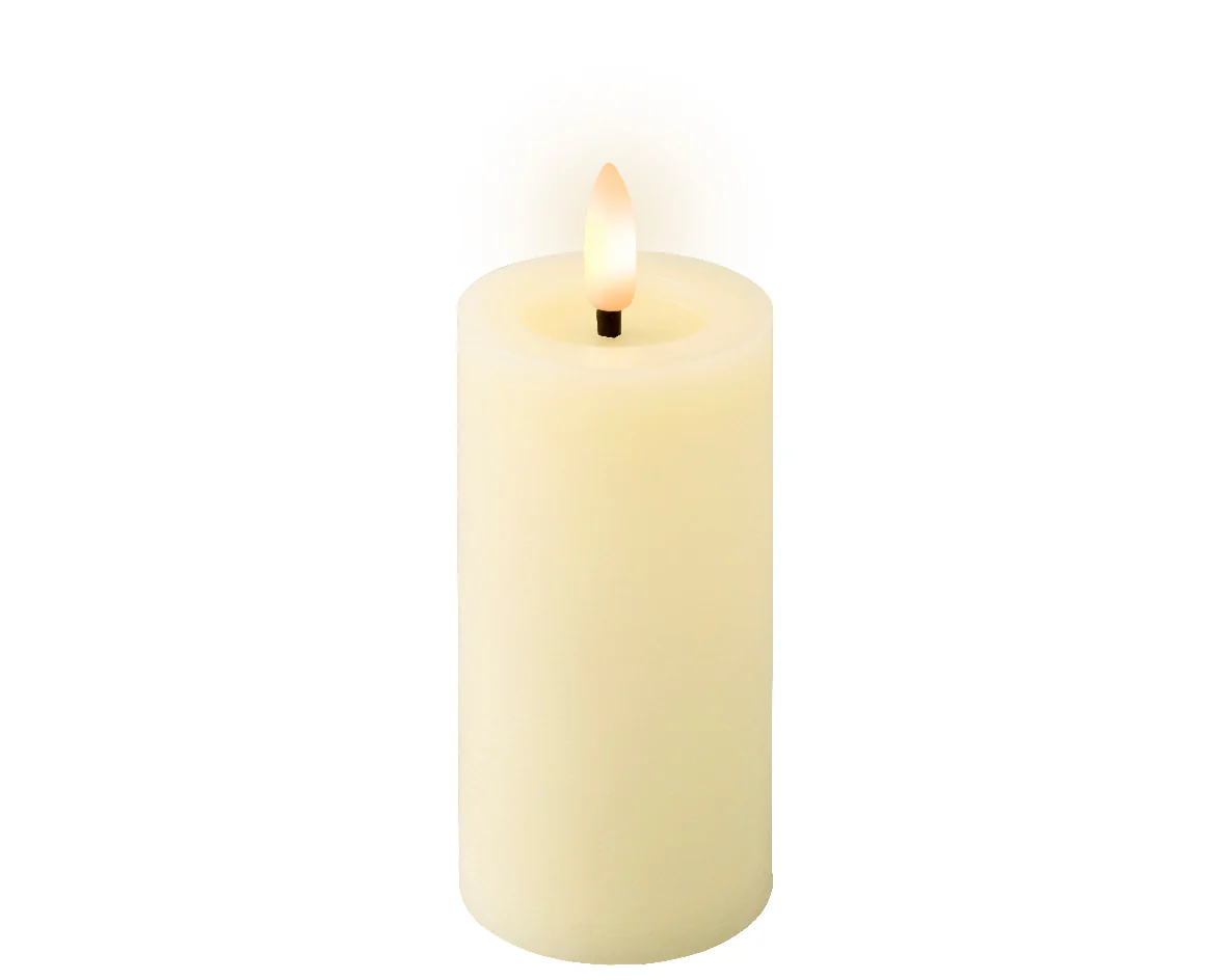 Cream Battery Operated Warm White LED Indoor Candle - 5x12.5cm - Image 2