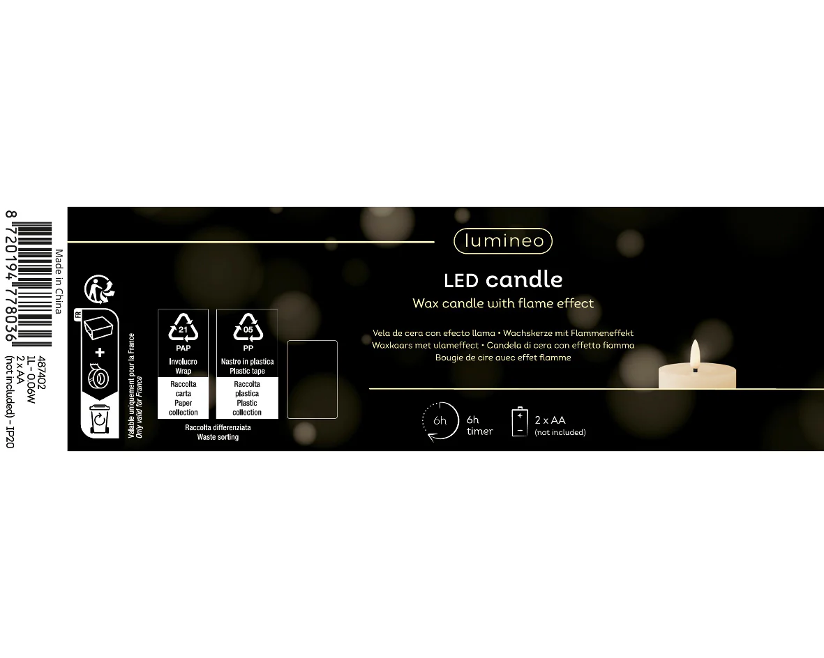 Cream Battery Operated Warm White LED Indoor Candle - 5x12.5cm - Image 3