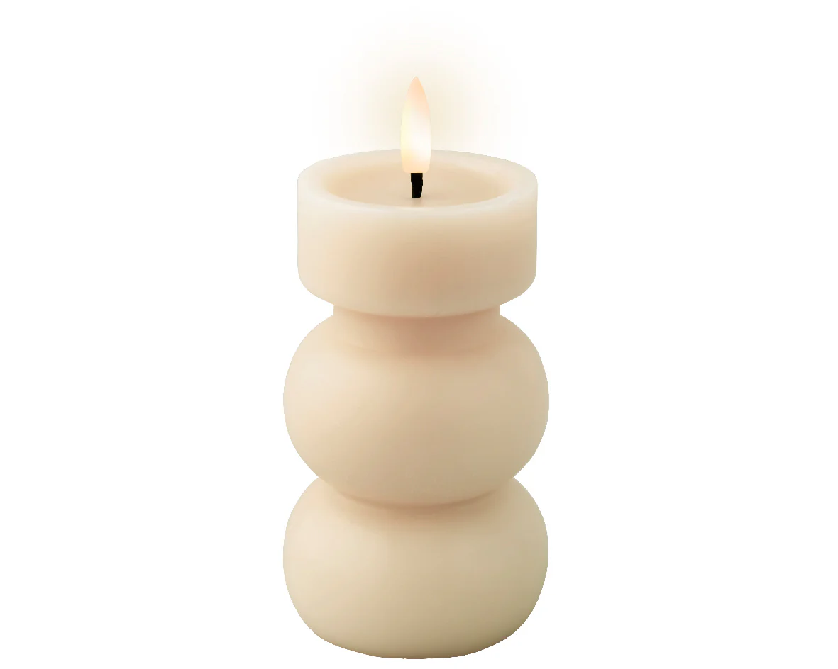 Cream Battery Operated Warm White LED Indoor Vase Candle - 7x15cm - Image 2
