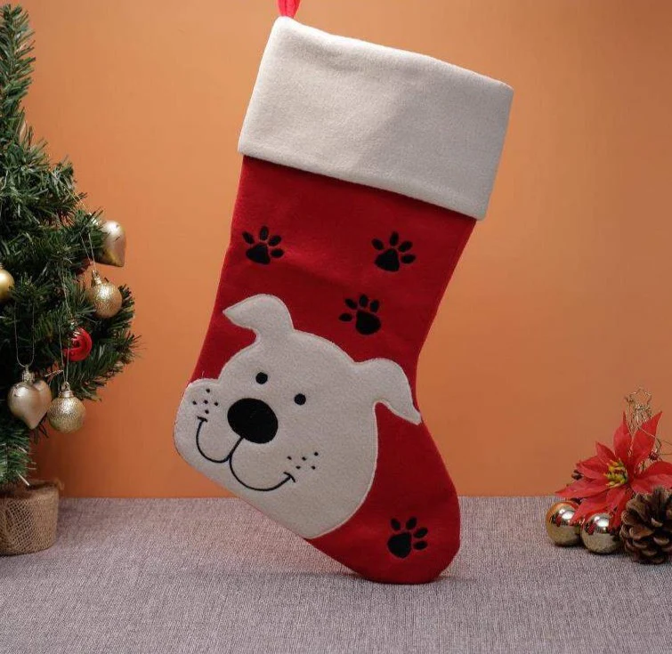 Deluxe Plush Dog & Black Paws Christmas Red Stocking - 40cm - Image 3