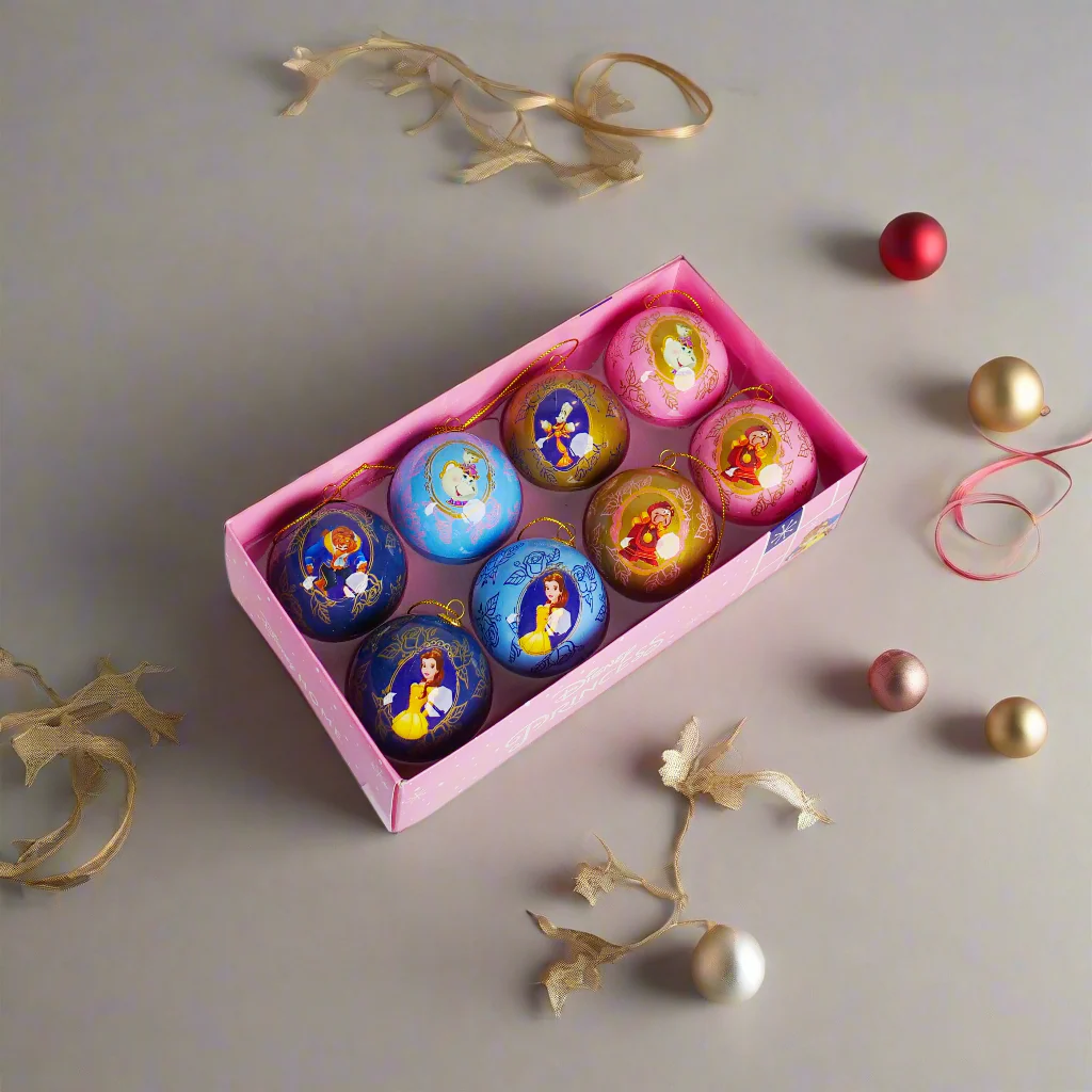 Disney Beauty & The Beast Christmas Baubles - Box of 8 - Image 2