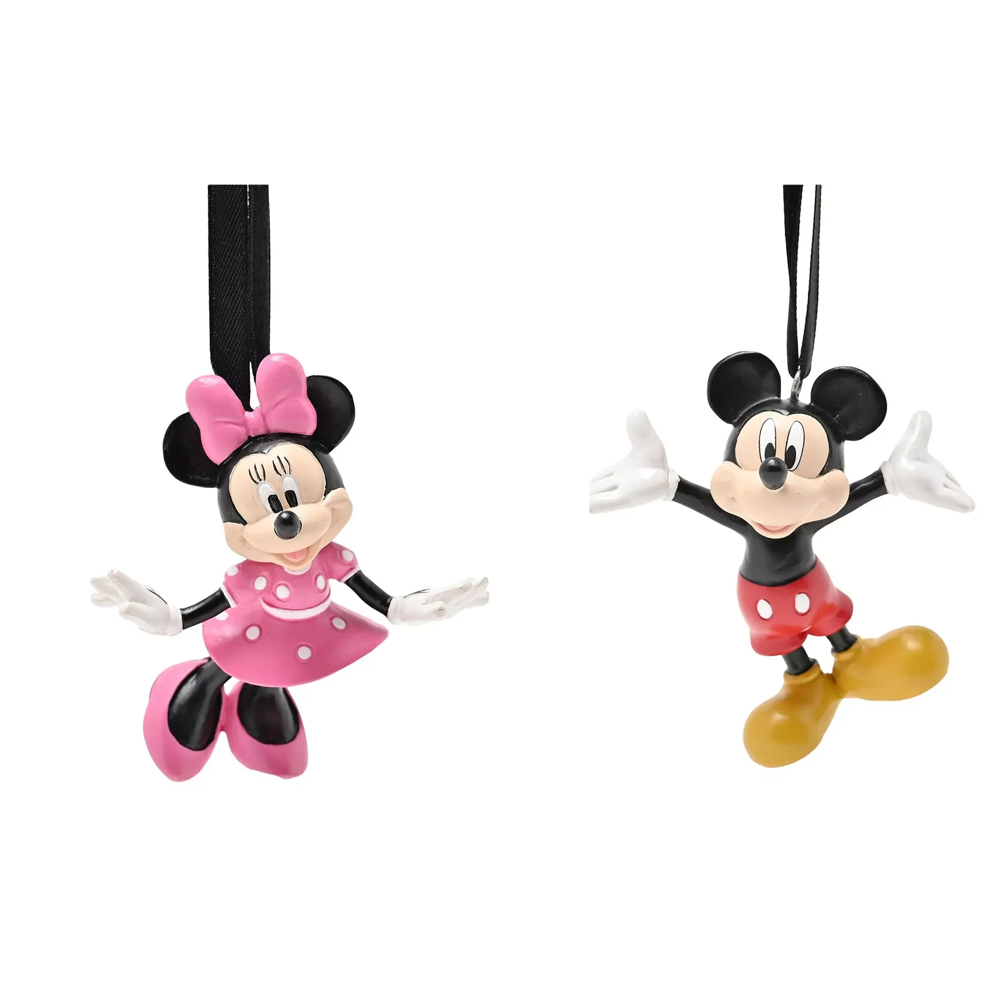 Disney Mickey & Minnie Mouse Resin Christmas Baubles - Set of 2