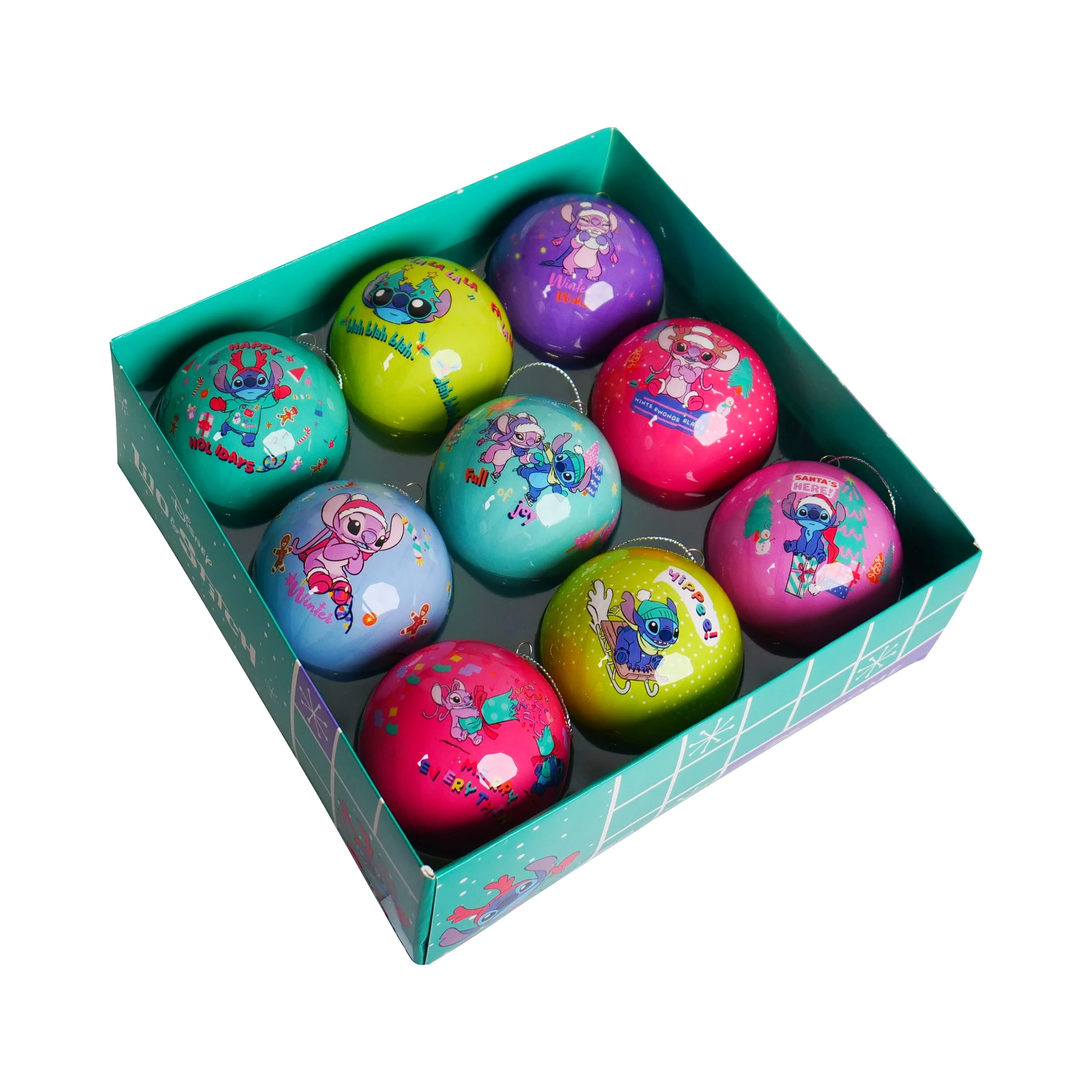 Disney's Stitch & Angel Christmas Baubles - Box of 9