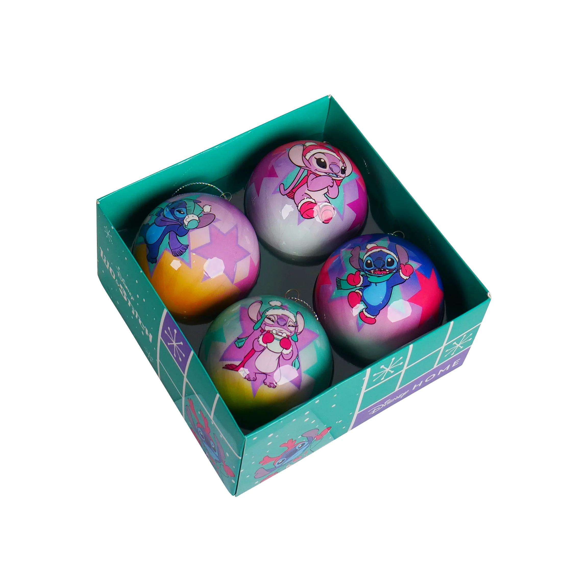 Disney's Stitch & Angel Christmas Baubles - Box of 4