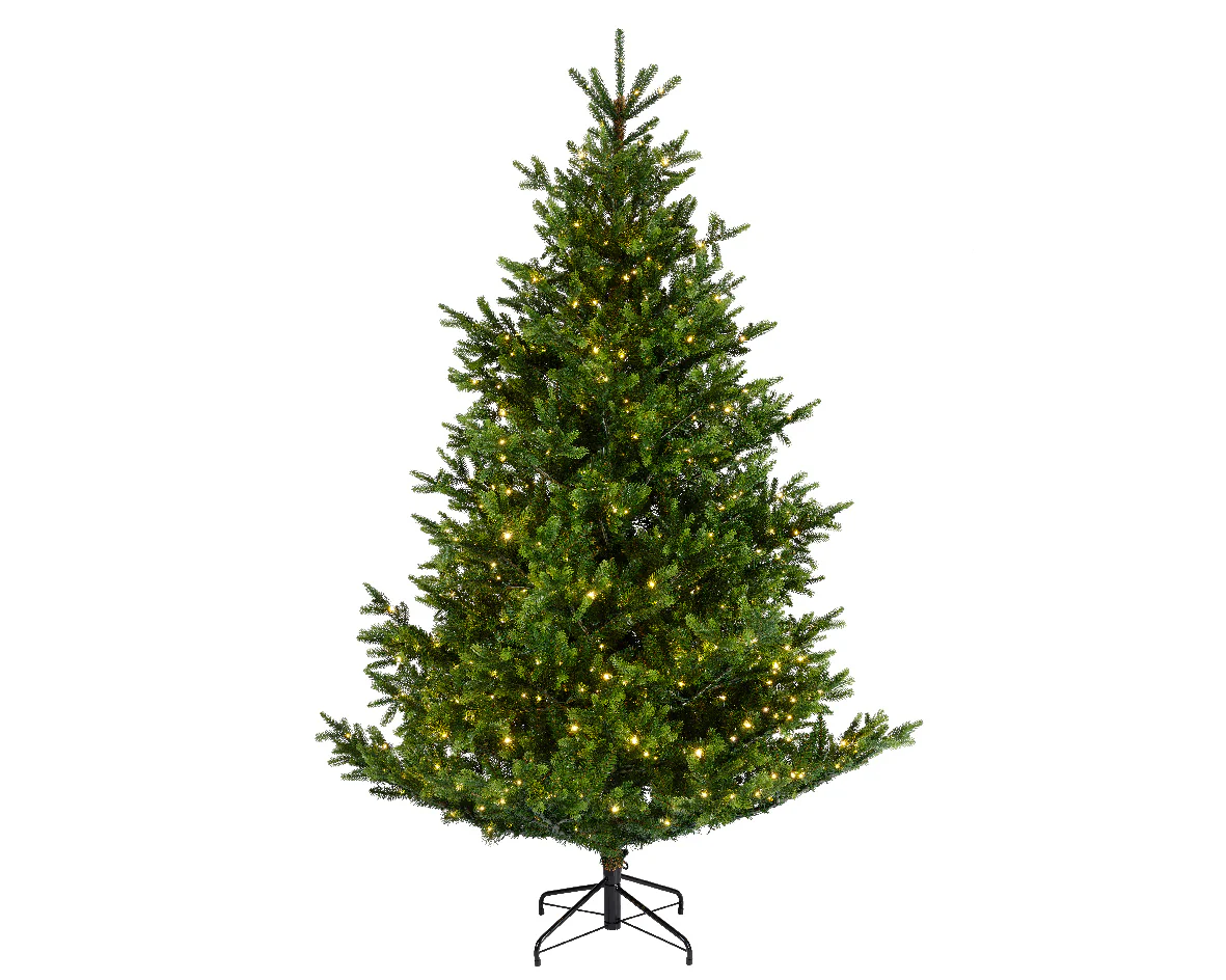 Everlands 7ft Nordmann Fir Pre-Lit with 900 Warm White Micro LEDs Artificial Christmas Tree - Image 2