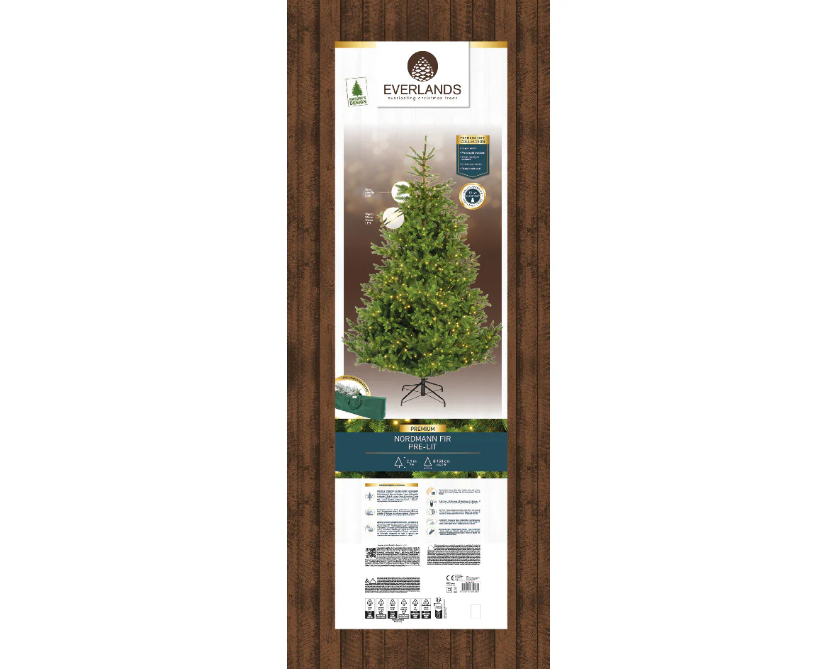 Everlands 7ft Nordmann Fir Pre-Lit with 900 Warm White Micro LEDs Artificial Christmas Tree - Image 4