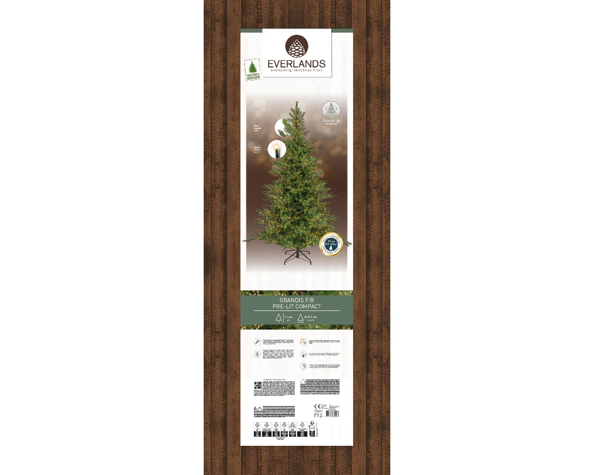 Everlands 8ft Grandis Fir Pre-Lit with 5200 Warm White Compact Cluster Light Artificial Christmas Tree - Image 7