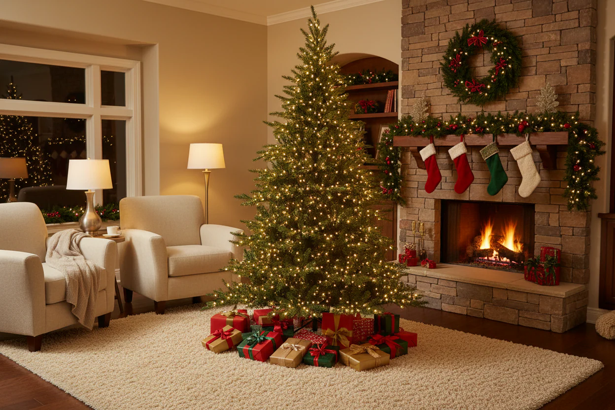 Everlands 8ft Grandis Fir Pre-Lit with 5200 Warm White Compact Cluster Light Artificial Christmas Tree - Image 8