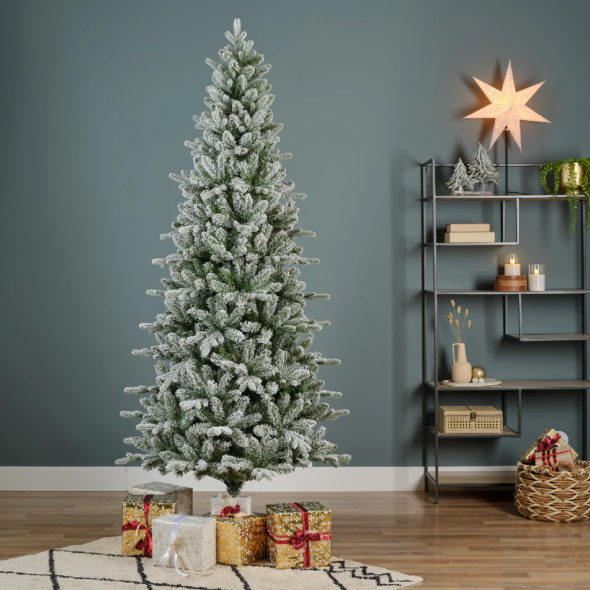 Everlands Frosted Killington Fir Slim Artificial Christmas Tree