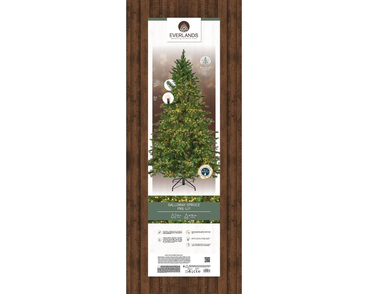 Everlands Galloway Spruce 240cm 8ft Pre-Lit Cluster Light Artificial Christmas Tree with 5400 LEDs - Image 4