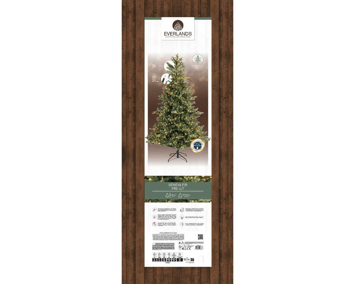 Everlands Geneva Fir Pre-Lit LED Artificial Tree with Warm White & Multi-Coloured Lights - Colour Switcher - Image 7