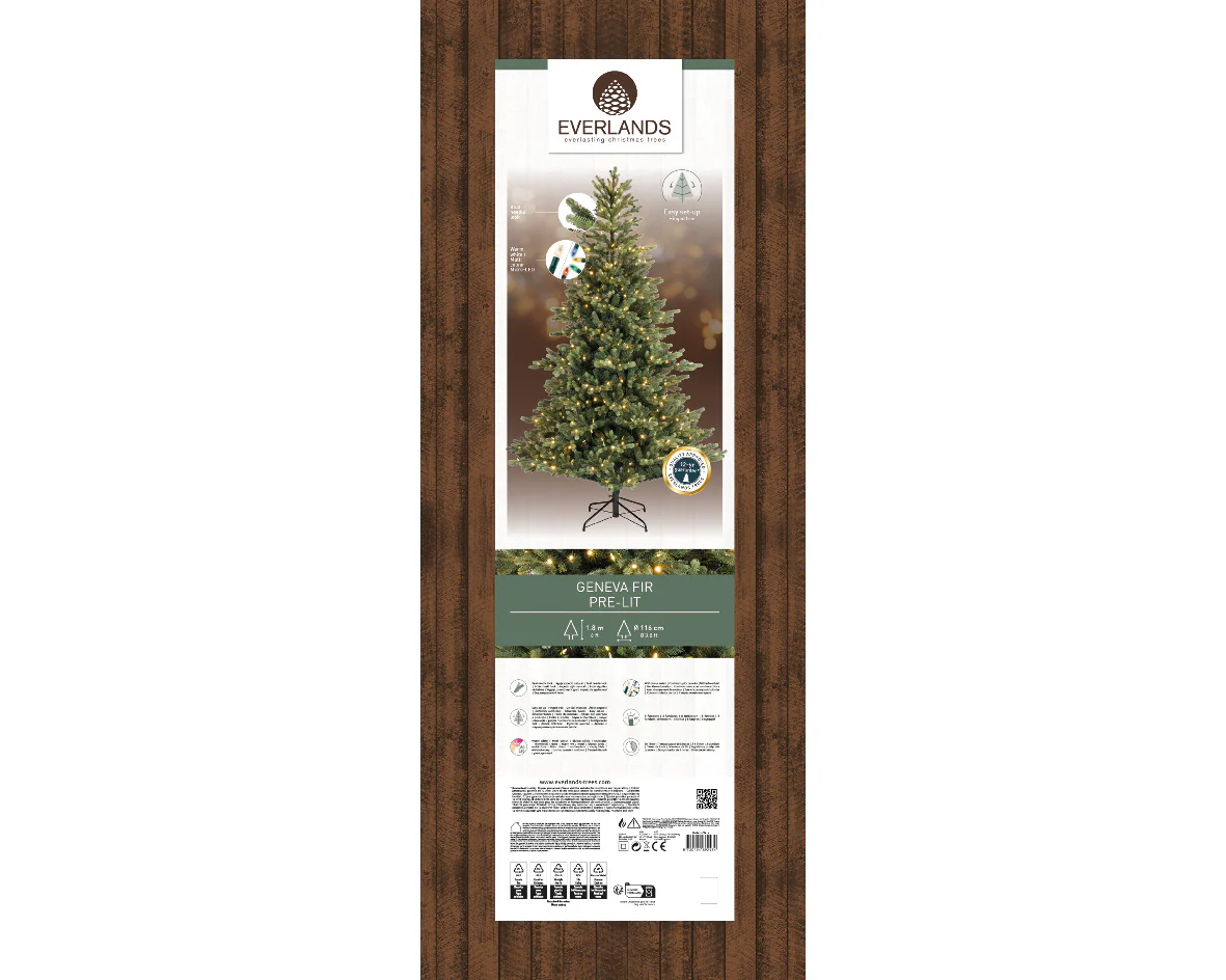 Everlands Geneva Fir Pre-Lit LED Artificial Tree with Warm White & Multi-Coloured Lights - Colour Switcher - Image 8