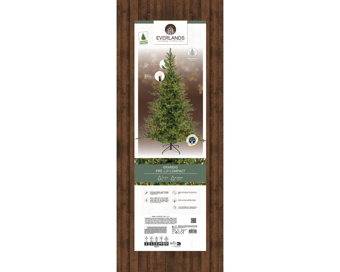 Everlands 7ft Grandis Fir Pre-Lit with 4200 Warm White Compact Cluster Light Artificial Christmas Tree - Image 7