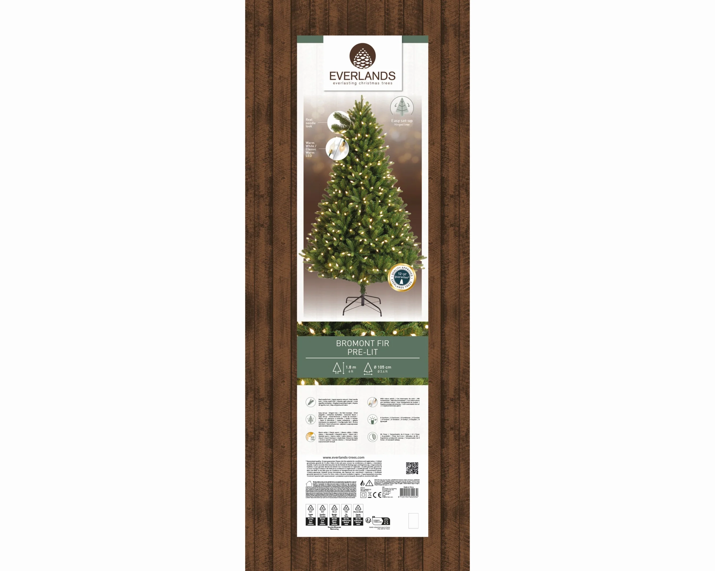 Everlands Pre-Lit Bromont Fir Artificial Christmas Tree with Large Vintage Duo Bulb Lights - Image 7
