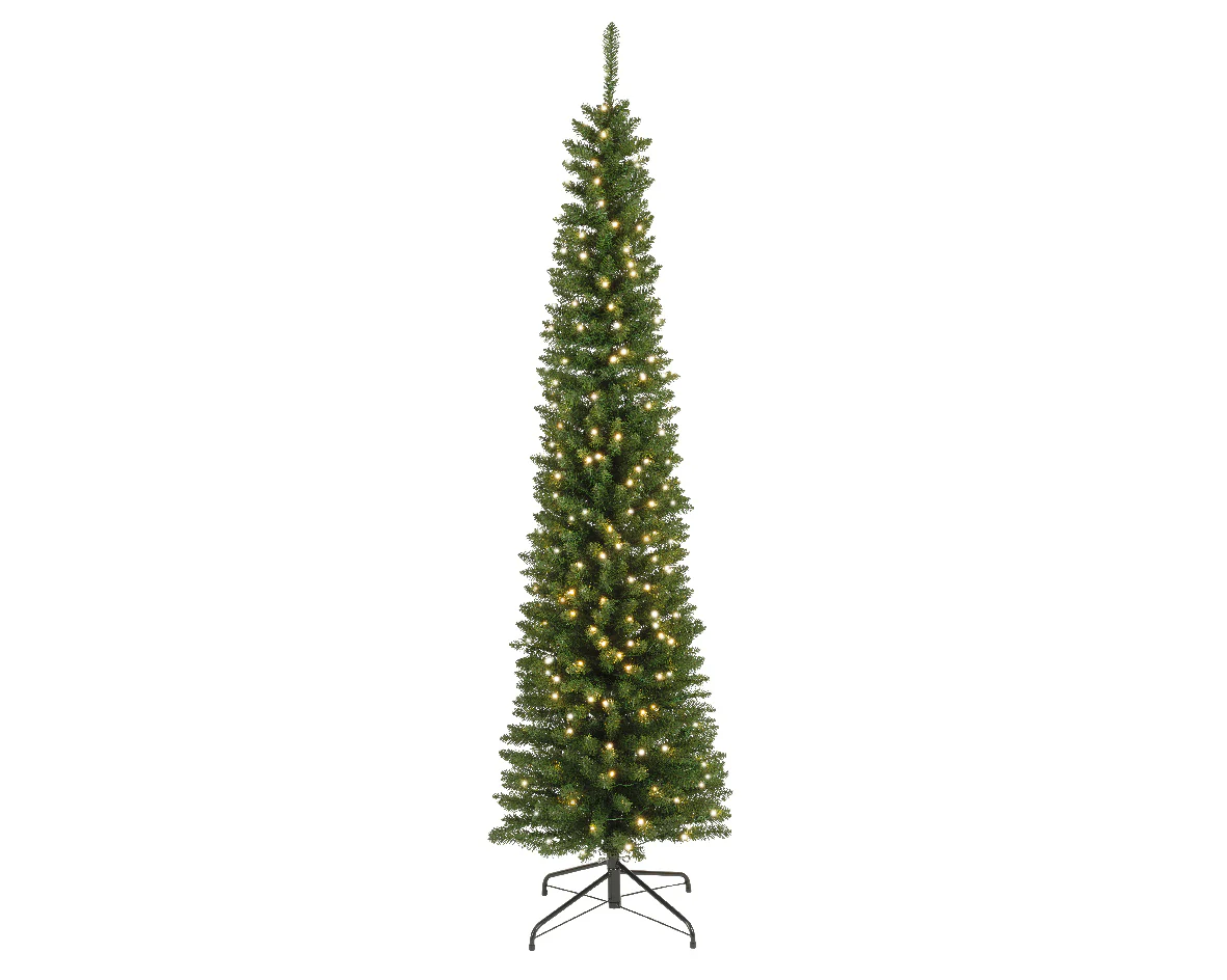 Everlands Pre-Lit Green Pencil Pine Artificial Christmas Tree with LED Lights