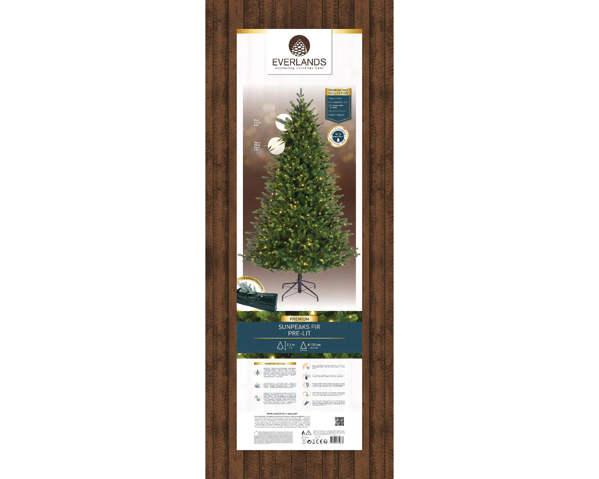 Everlands Premium Sunpeaks Fir Pre-Lit Micro LED Artificial Christmas Tree 210cm 7ft with 900 Warm White Lights - Image 6